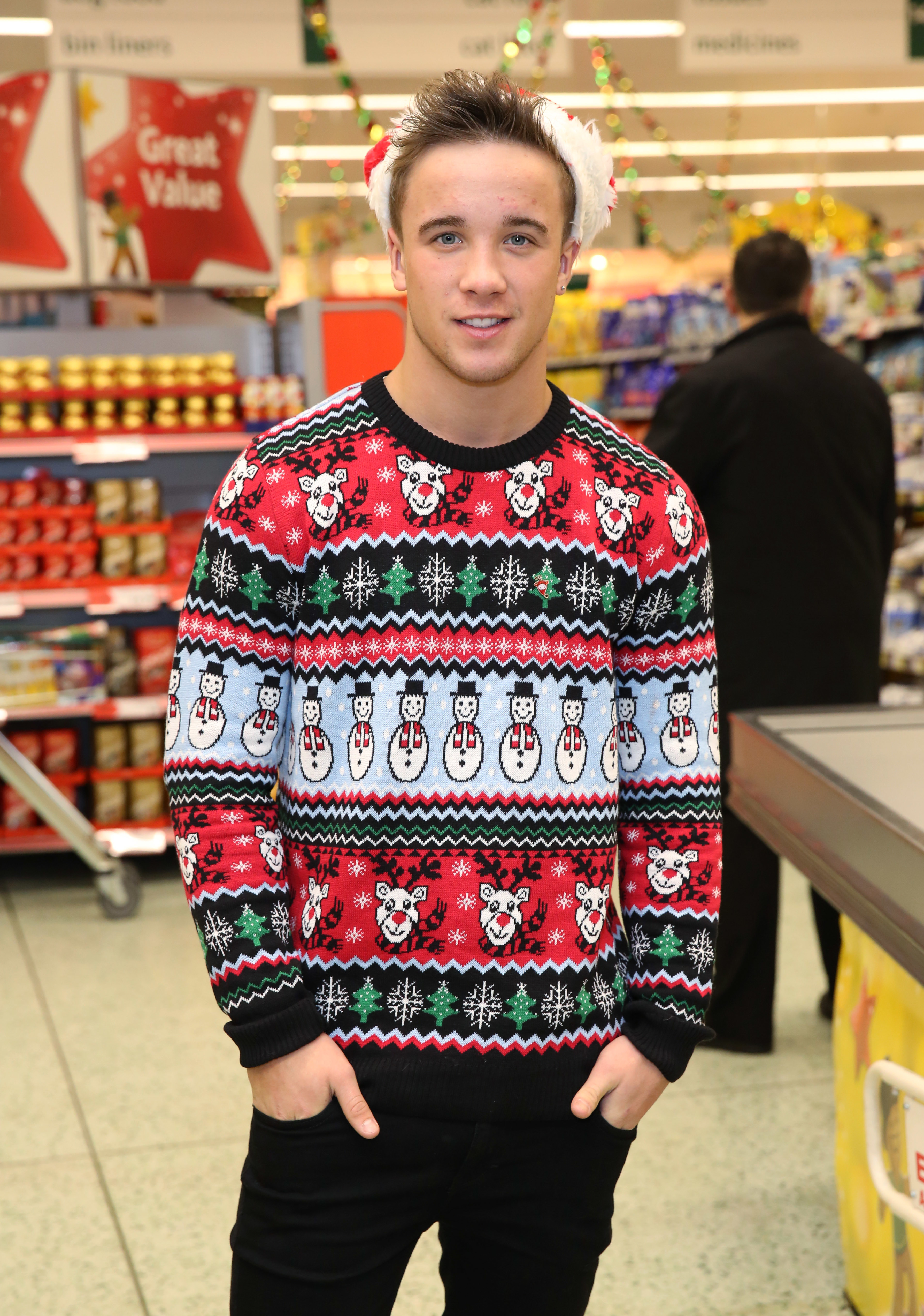 Celebrities pack bags at Morrisons for the 'Text Santa' charity appeal