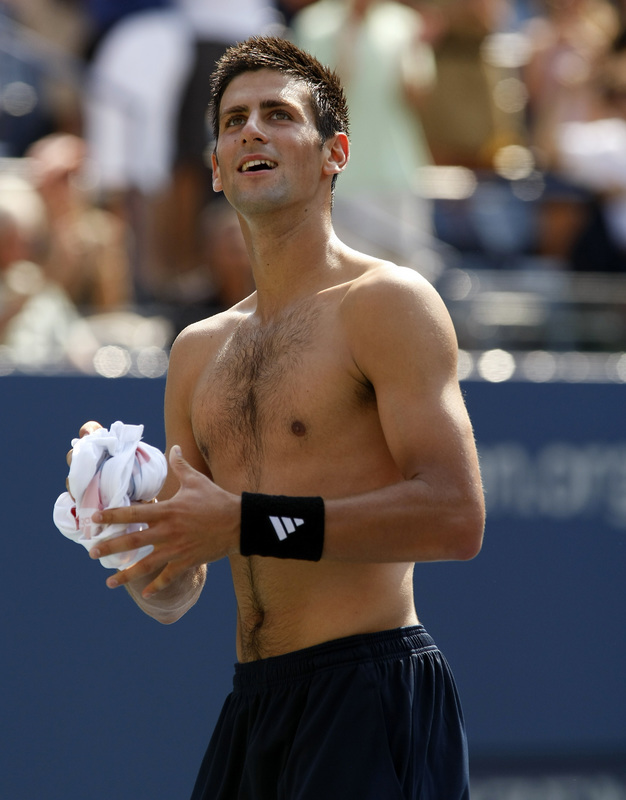 Number 3 seed Novak Djokovic of Serbia celebtrates after beating number 15 seed David Ferrer of Spain during the men's semi-finals at the USTA National Tennis Center in Flushing Meadows, New York, 08 September 2007. AFP PHOTO/TIMOTHY A. CLARY (Photo credit should read TIMOTHY A. CLARY/AFP/Getty Images)