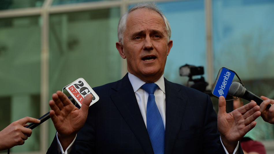 New Prime Minister Malcolm Turnbull addresses the media.