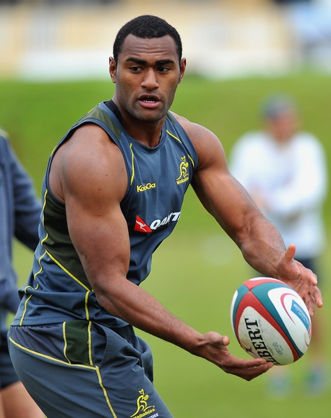 CAPE TOWN, SOUTH AFRICA - SEPTEMBER 26: Tevita Kuridrani of the Wallabies in action during an Australian Wallabies training session at City Park on September 26, 2013 in Cape Town, South Africa. (Photo by Ashley Vlotman/Gallo Images/Getty Images)