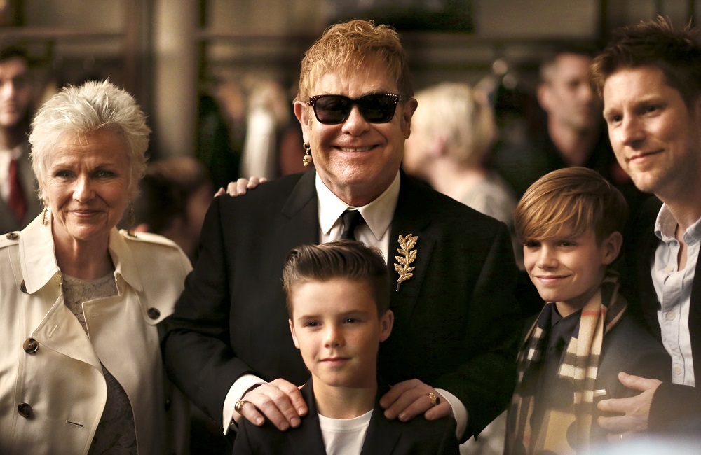 Julie Walters, Sir Elton John, Christopher Bailey, Romeo Beckham and Cruz Beckham at the Burberry Festive Film Premiere