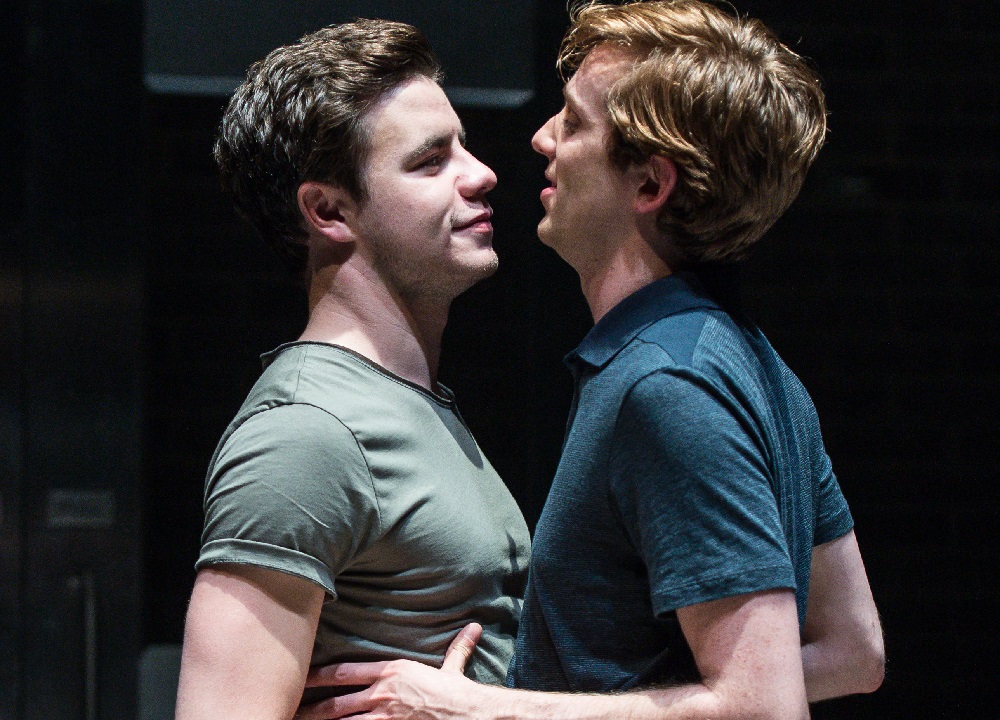 Oliver Johnstone (Drew) and Luke Newberry (Gabe) in Teddy Ferrara at the Donmar Warehouse - photo by Manuel Harlan