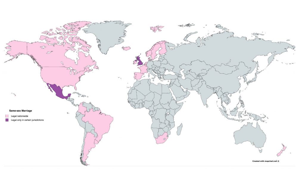 Marriage equality continents