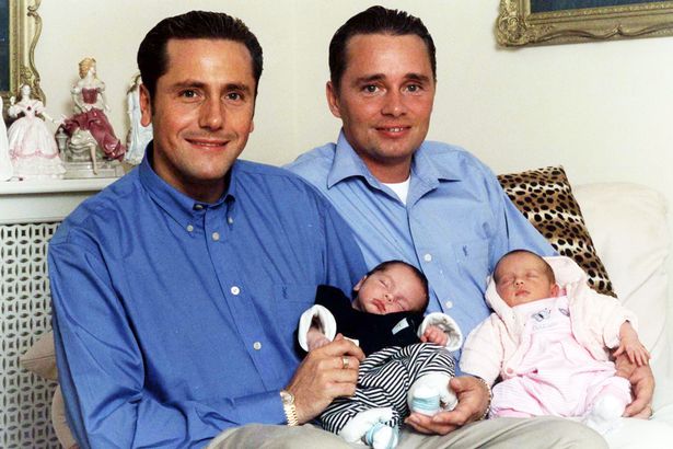Barrie and Tony when twin children Aspen and Saffron were born.