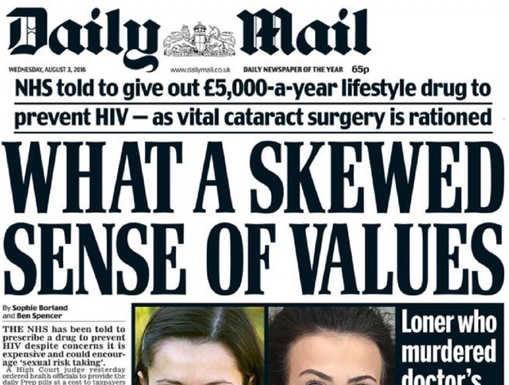 The Daily Mail's widely-criticised coverage of PrEP was informed by NHS England's statement, which health organizations have described as "divisive."