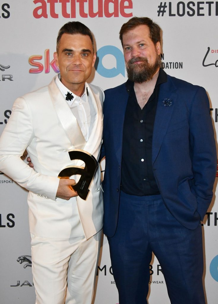 Mandatory Credit: Photo by Nils Jorgensen/REX/Shutterstock (6196672ev) Robbie Williams, Music ICON Award Winner and John Grant Attitude Magazine Awards, London, UK - 10 Oct 2016 Gay lifestyle magazine's awards ceremony celebrating entertainment, lifestyle, politics and fashion, sponsored by Virgin Holidays, this year's awards benefits the Elton John Aids Foundation, at 8 Northumberland Avenue, London.