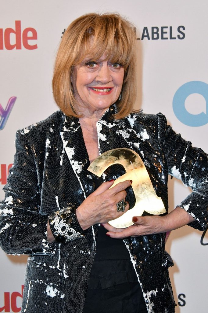 Mandatory Credit: Photo by Nils Jorgensen/REX/Shutterstock (6196672fl) Amanda Barrie, Icon Award for Outstanding Achievement Award Attitude Magazine Awards, London, UK - 10 Oct 2016 Gay lifestyle magazine's awards ceremony celebrating entertainment, lifestyle, politics and fashion, sponsored by Virgin Holidays, this year's awards benefits the Elton John Aids Foundation, at 8 Northumberland Avenue, London.