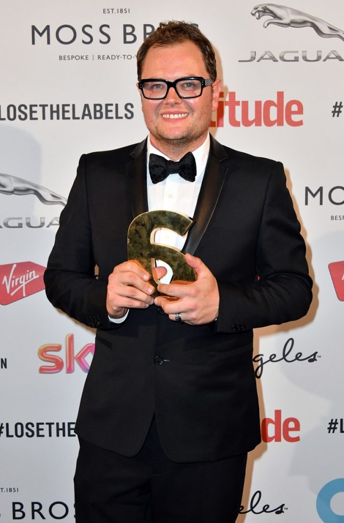Mandatory Credit: Photo by Nils Jorgensen/REX/Shutterstock (6196672hu) Alan Carr, Icon Award for Outstanding Achievement Award Winner. Attitude Magazine Awards, London, UK - 10 Oct 2016 Gay lifestyle magazine's awards ceremony celebrating entertainment, lifestyle, politics and fashion, sponsored by Virgin Holidays, this year's awards benefits the Elton John Aids Foundation, at 8 Northumberland Avenue, London.