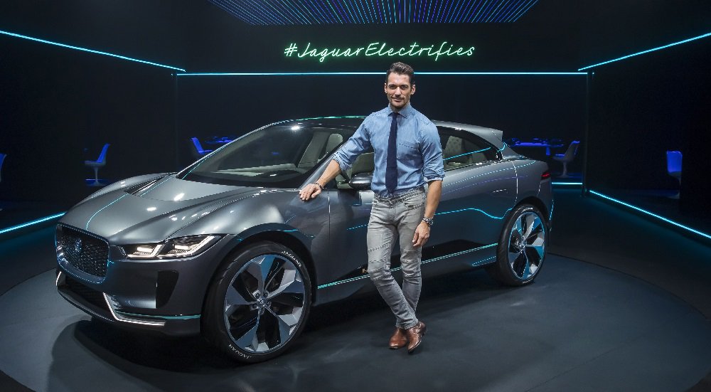 "This is the future; we are here" - Jaguar ambassador David Gandy, pictured with the the new Jaguar I-Pace.