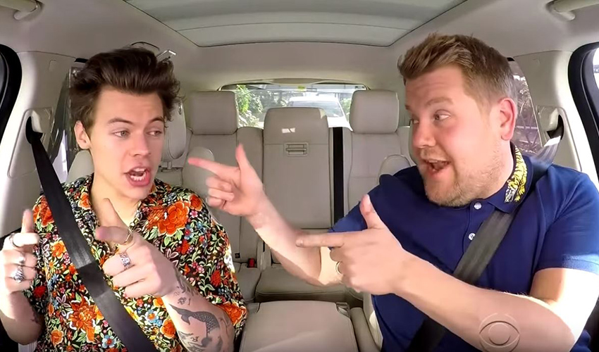 Harry Styles Kisses James Corden In Carpool Karaoke Christmas Special Watch Attitude