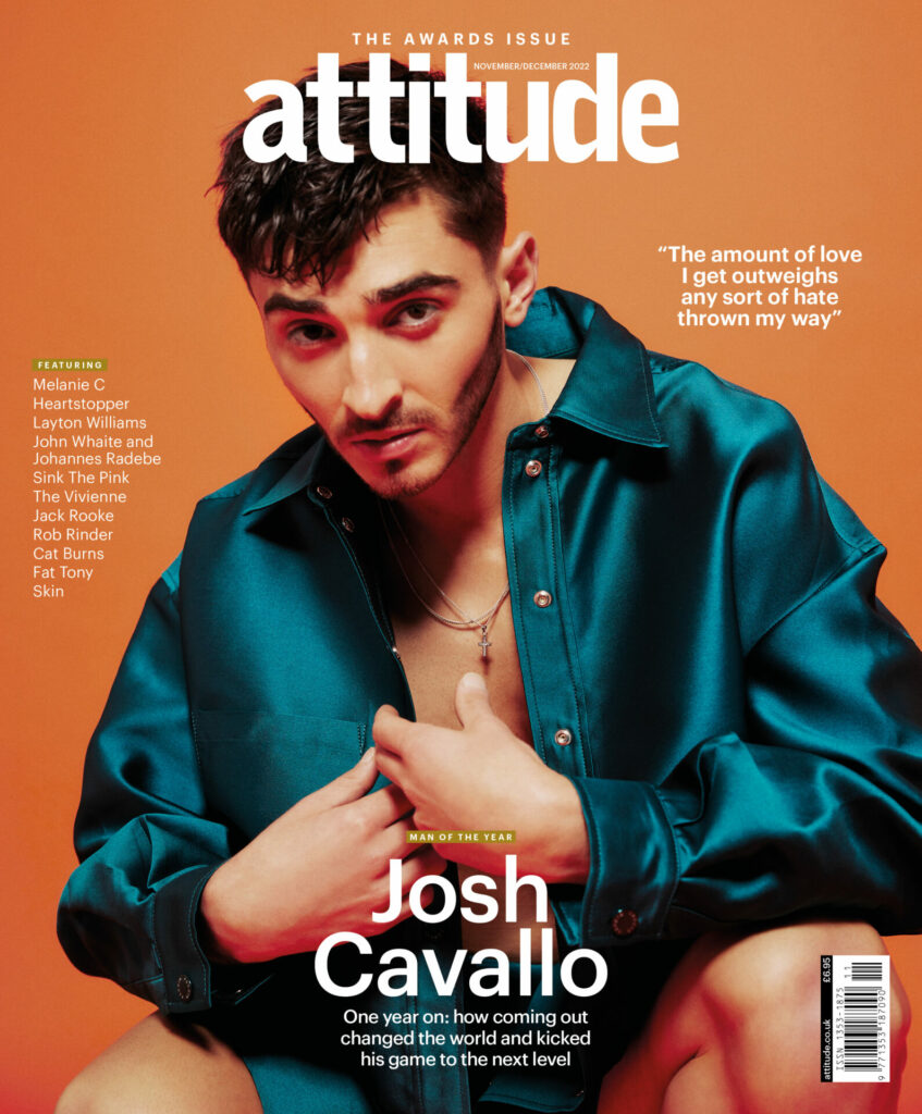 Josh Cavallo on the cover of the Attitude Awards Issue, October 2022