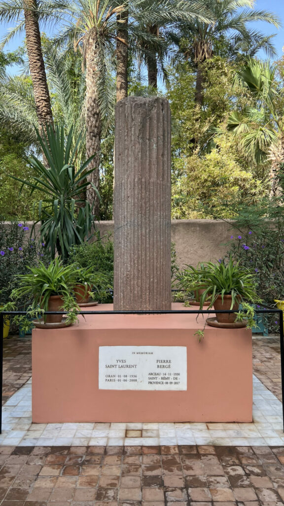 Memorial to Yves Saint Laurent and his partner Pierre Berge within Jardin Majorelle