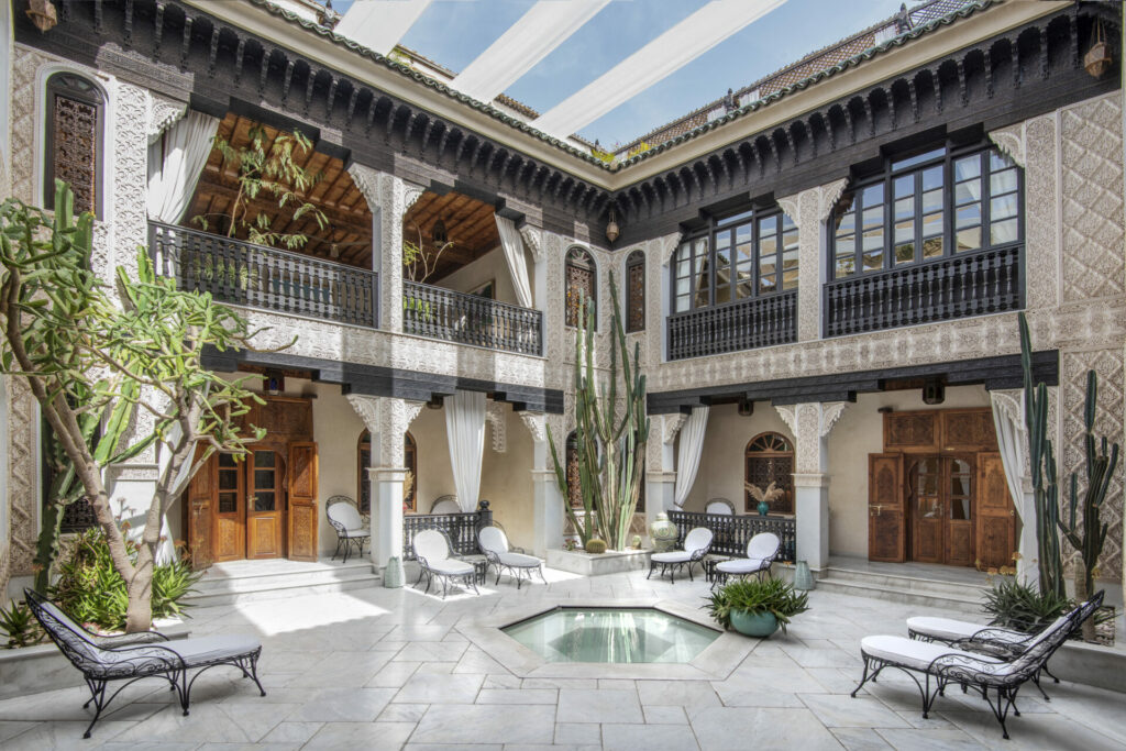 The white riad's courtyard outside our suite