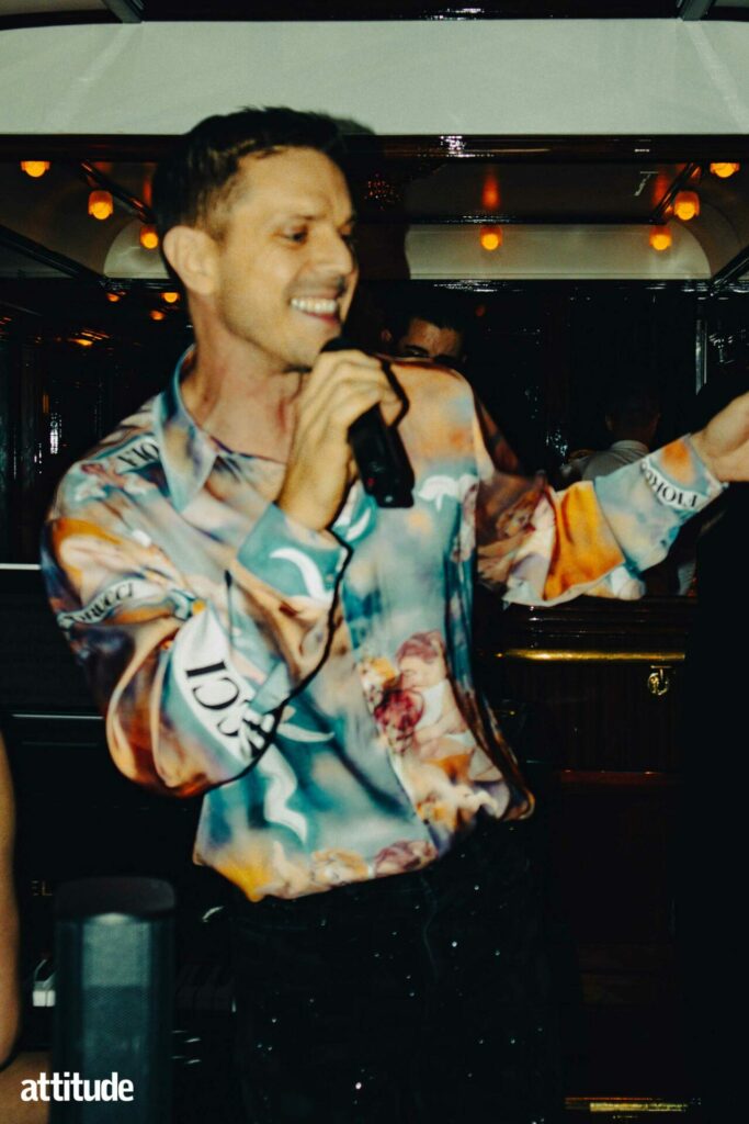 Jake Shears takes to the mic on board the Venice Simplon Orient Express