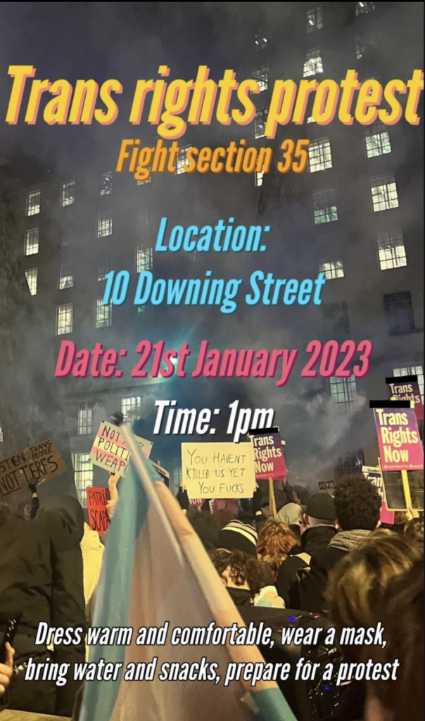 Trans rights protest taking place in London