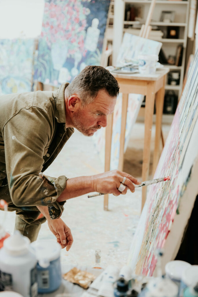 Michael F. Rumsby in his painting studio