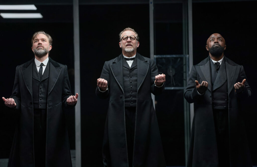 Hadley Fraser, Nigel Lindsay, Michael Balogun in The Lehman Trilogy (Image: Mark Douet)