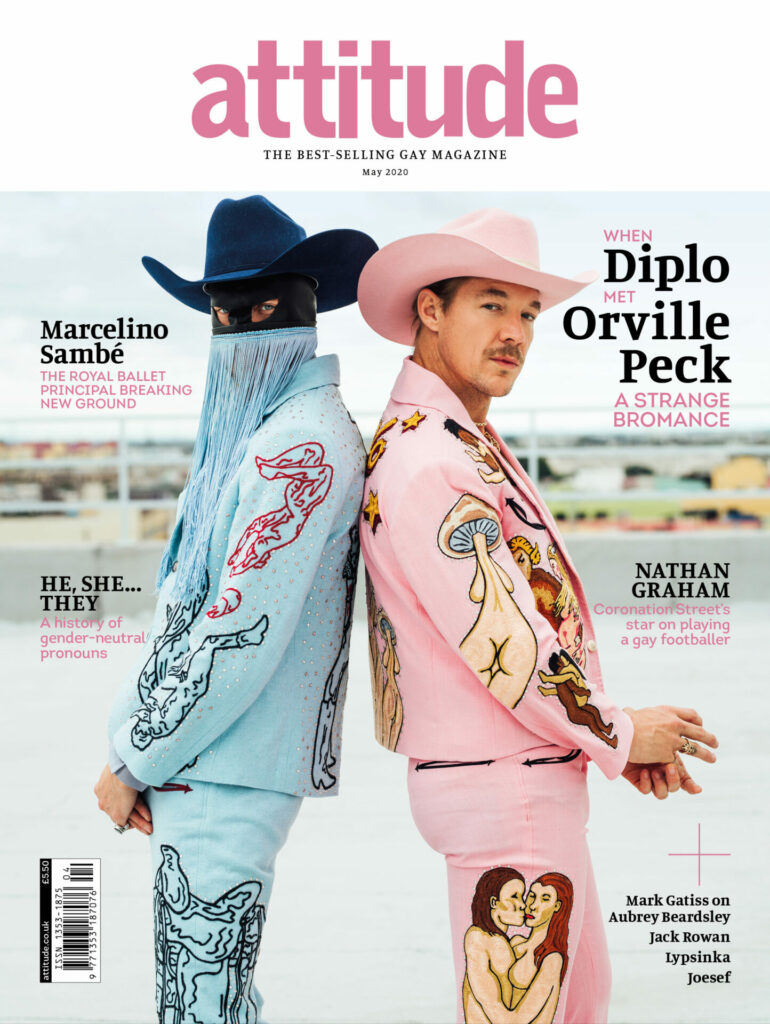 Orville Peck and Diplo on the cover of Attitude issue 321