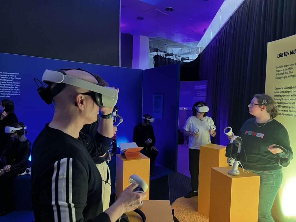 Guests try out the LGBTQ+ VR Museum at BFI Flare Expanded