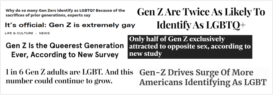 Headlines looking at Gen-Z and the LGBTQ community