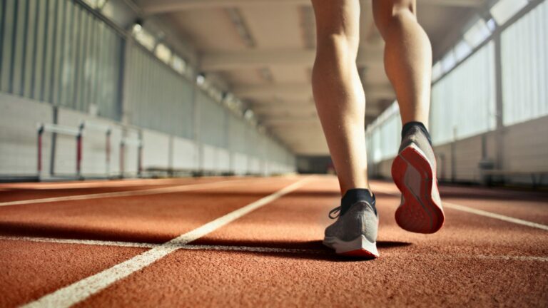 A person running track