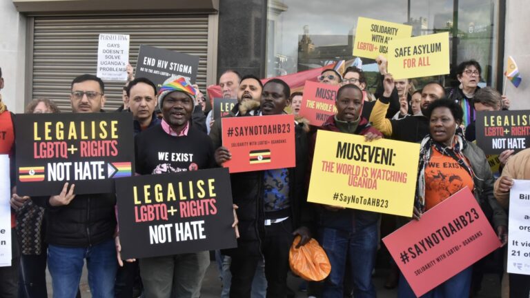 Protest in solidarity with Ugandan LGBTs against Uganda’s Anti-Homosexuality Bill.