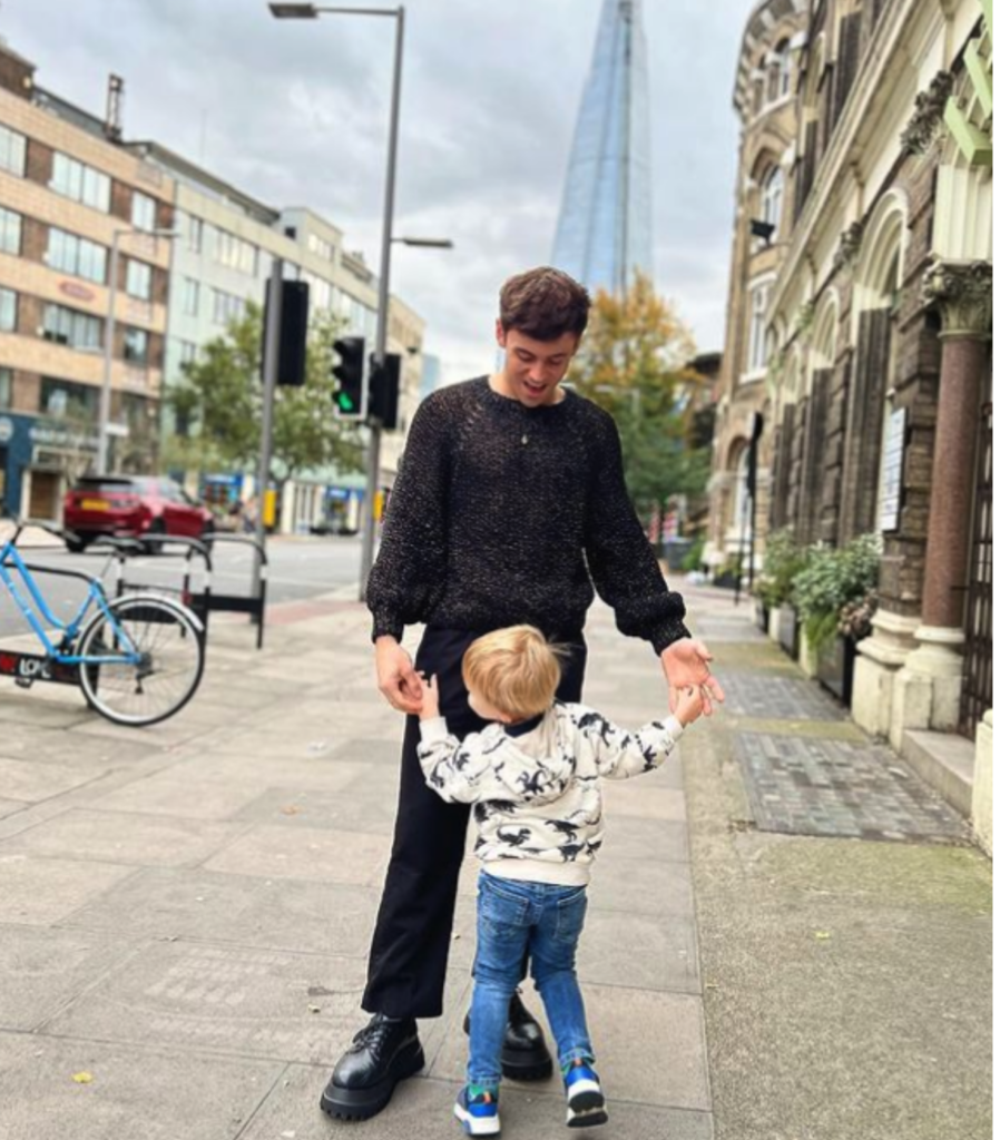 Tom Daley with his son Robbie