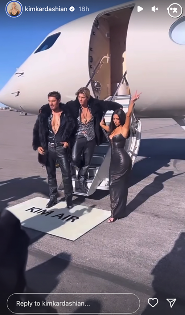 Kim Kardashian hanging out with Lukas Gage and Chris Appleton