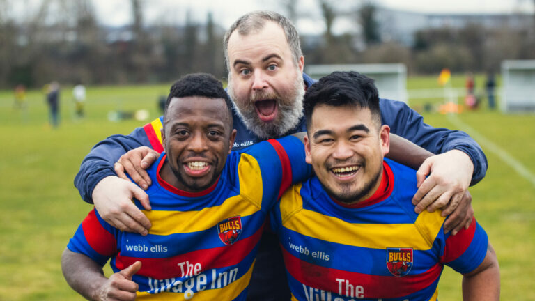 Rugby players from the Birmingham Bulls