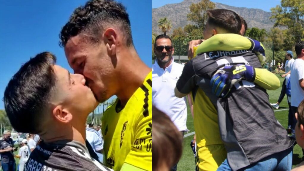 Spanish goalkeeper kisses and embraces his boyfriend