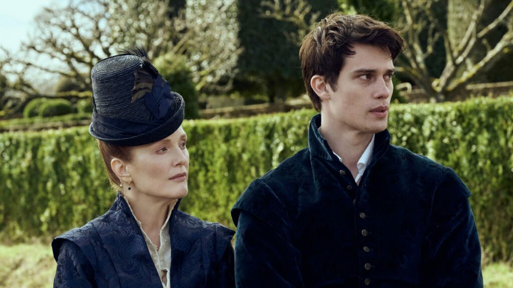 Julianne Moore and Nicholas Galitzine in Mary & George.