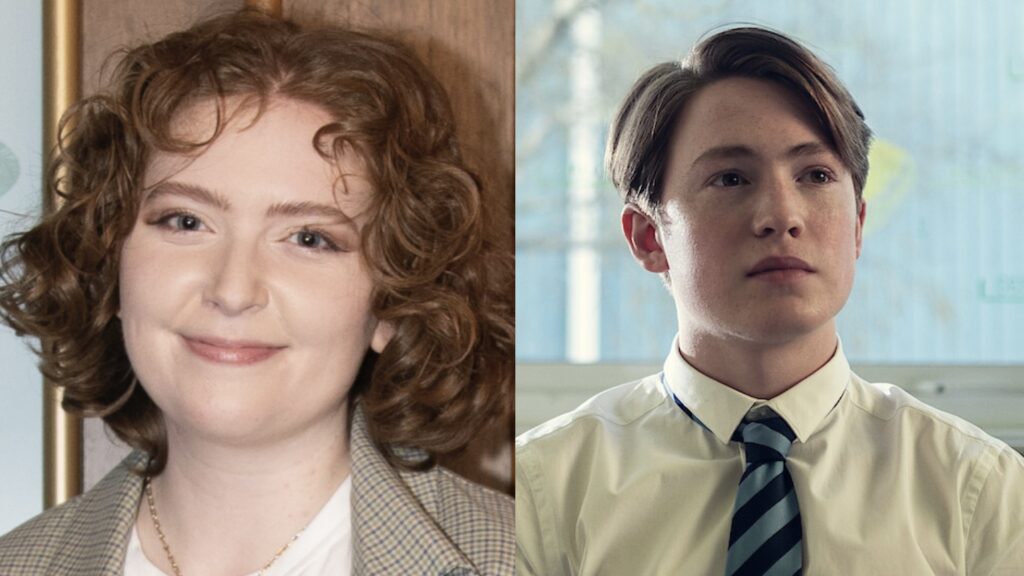 Image of Alice Oseman beside Kit Connor's Nick from Heartstopper.