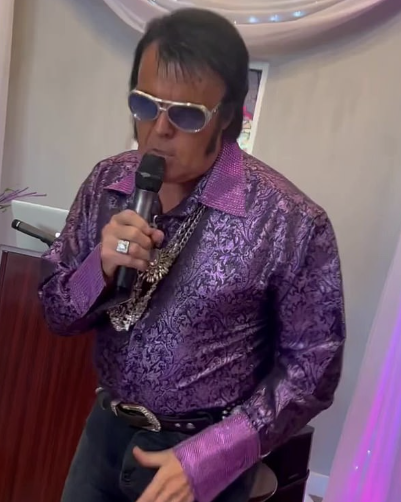Elvis impersonator sings at Chrishell Stause and G Flip's wedding