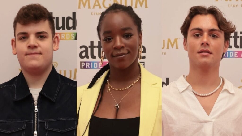 Tobie Donovan, Corinna Brown, and Bradley Riches at the Attitude Pride Awards