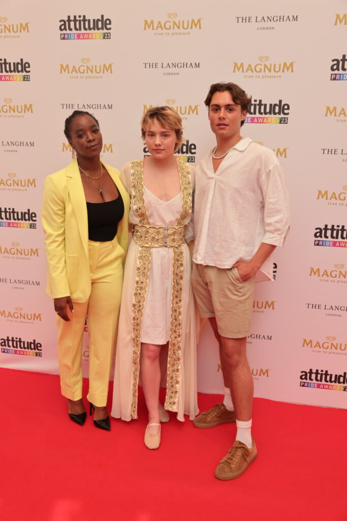 Heartstopper stars Corinna Brown, Kizzy Edgell, and Bradley Riches