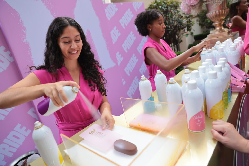 Magnum ice creams being sprayed with bright colours