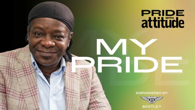 Stephen K. Amos against a My Pride logo