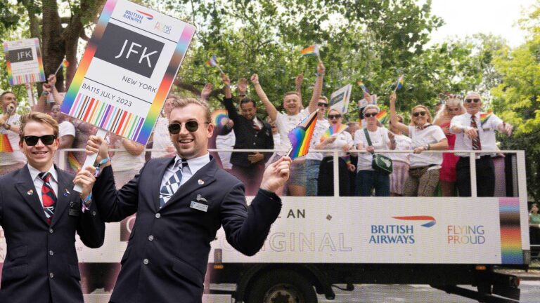 British Airways employees attend Pride in London 2023
