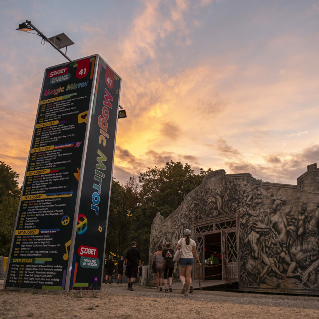 Sign of the Magic Mirror stage at Sziget festival.