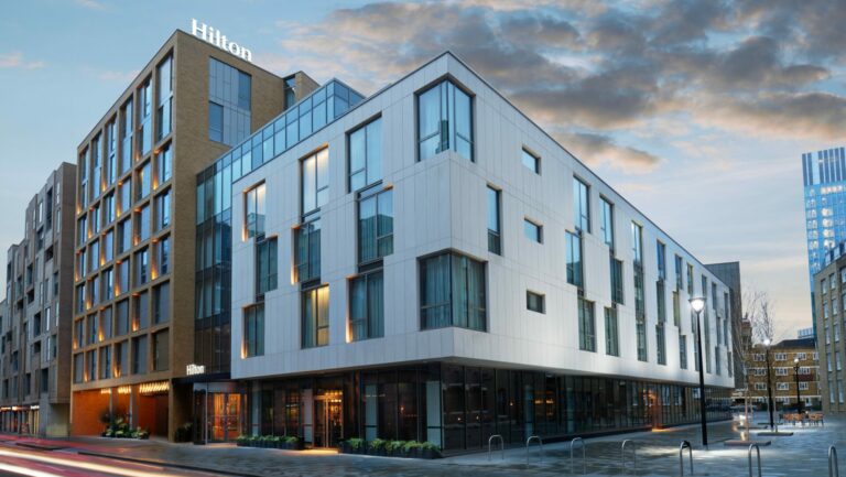 The Hilton London Bankside's stylish exterior (Image: Supplied)