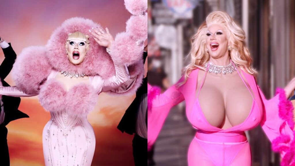 Jimbo wearing pink in stills from All Stars and his new talk show