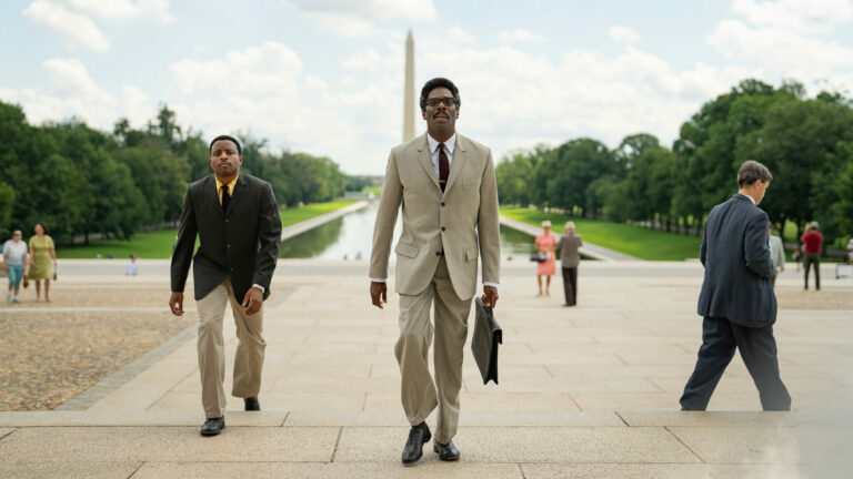 (L to R) Aml Ameen as Martin Luther King and Colman Domingo as Bayard Rustin in Rustin