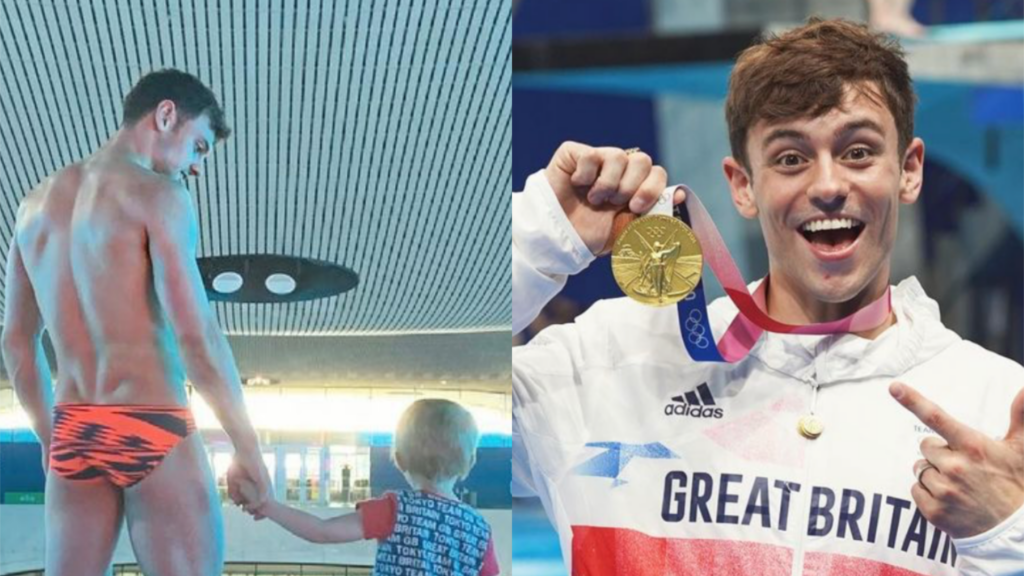 Tom Daley and son Robbie