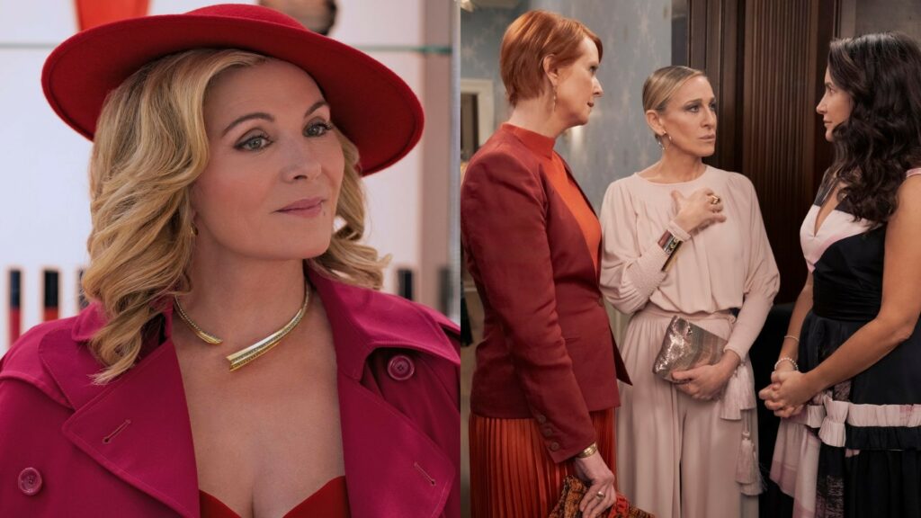 Kim Cattrall in Glamourous, and the main cast of And Just Like That (Images: Netflix/HBO)