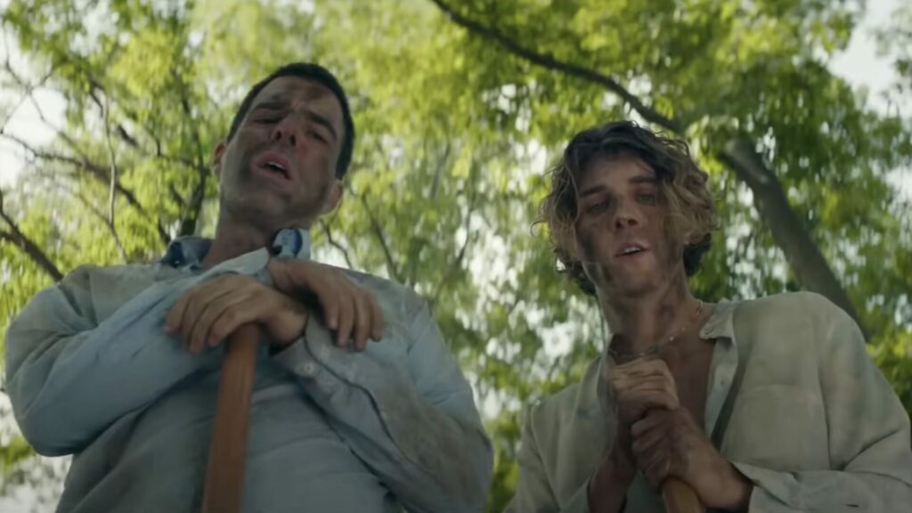 Zachary Quinto and Lukas Gage in Down Low