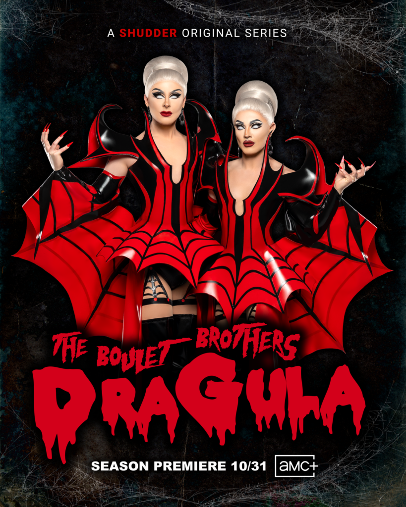Promo poster for Dragula featuring two drag queens in spooky drag