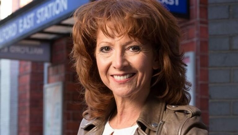 Bonnie Langford stands on the set of Eastenders in front of the Walford East Tube station