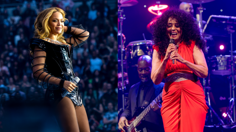 Beyoncé and Diana Ross performing onstage.