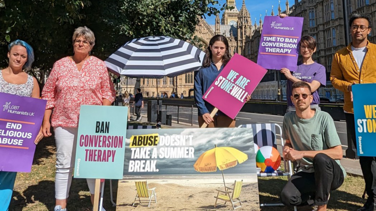 Campaigners protest delays on a 'conversion therapy' ban