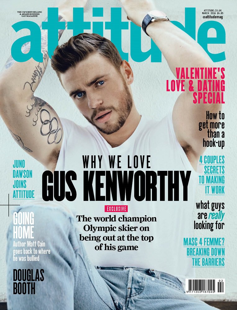 Cover of Attitude magazine with Gus Kenworthy as the cover model